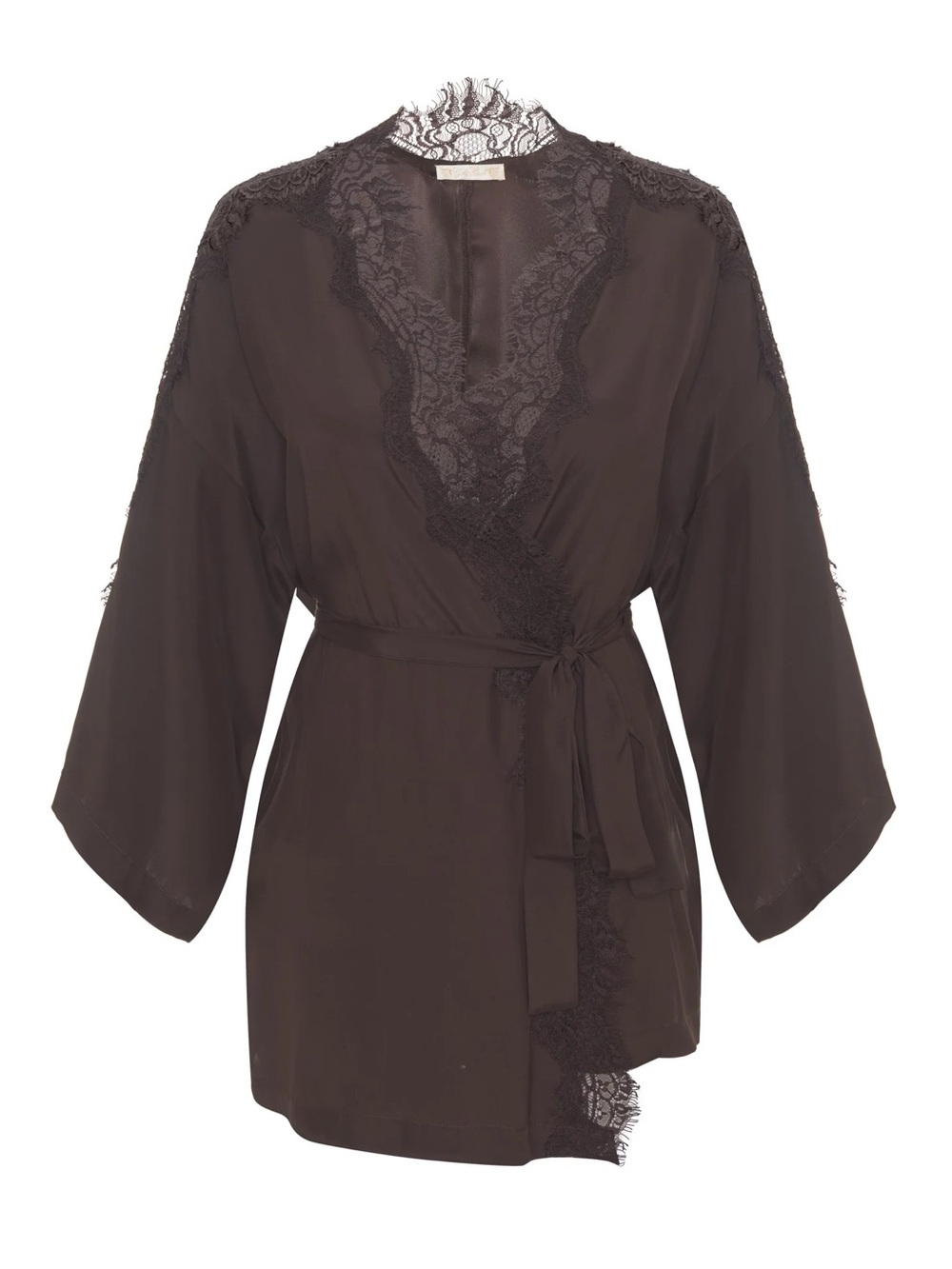 NWT Gold Hawk Coco Silk Shrug in Espresso/Espresso Lace